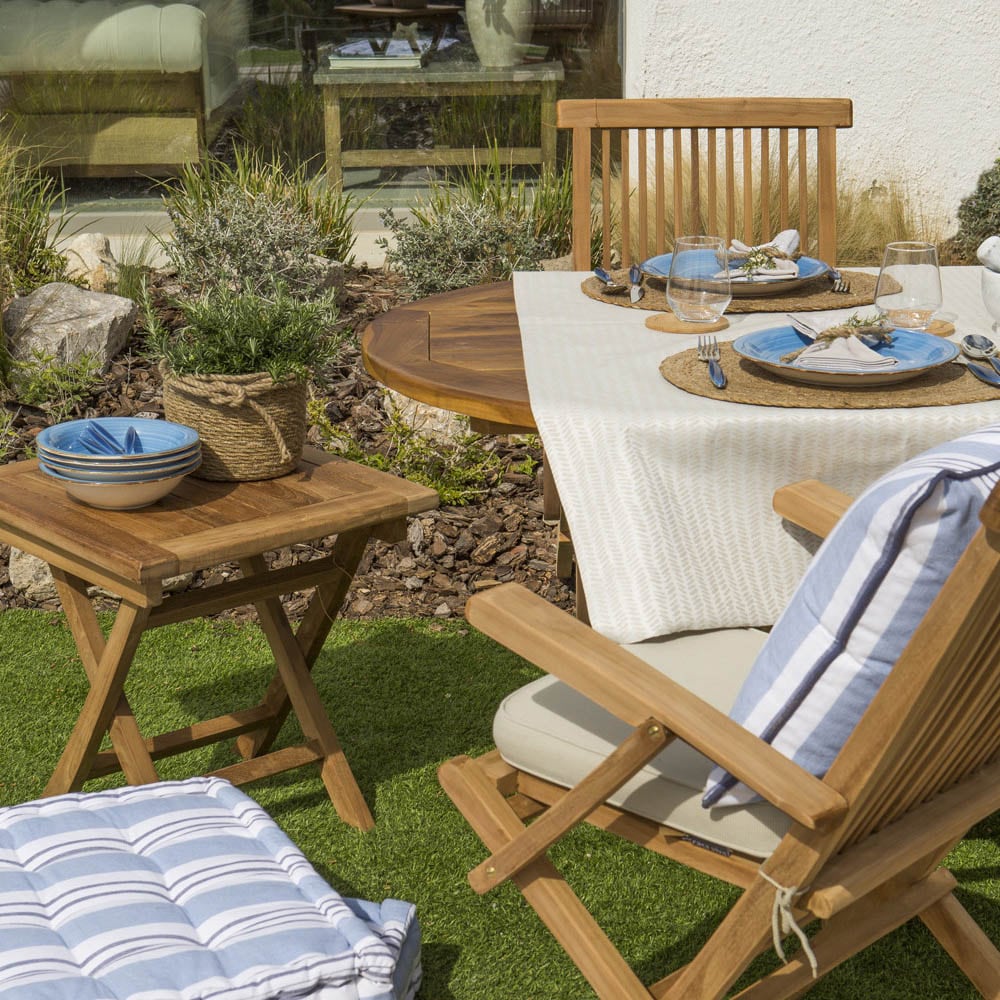 Mesa de jard&iacute;n plegable de madera de teca Azores 50x50cm