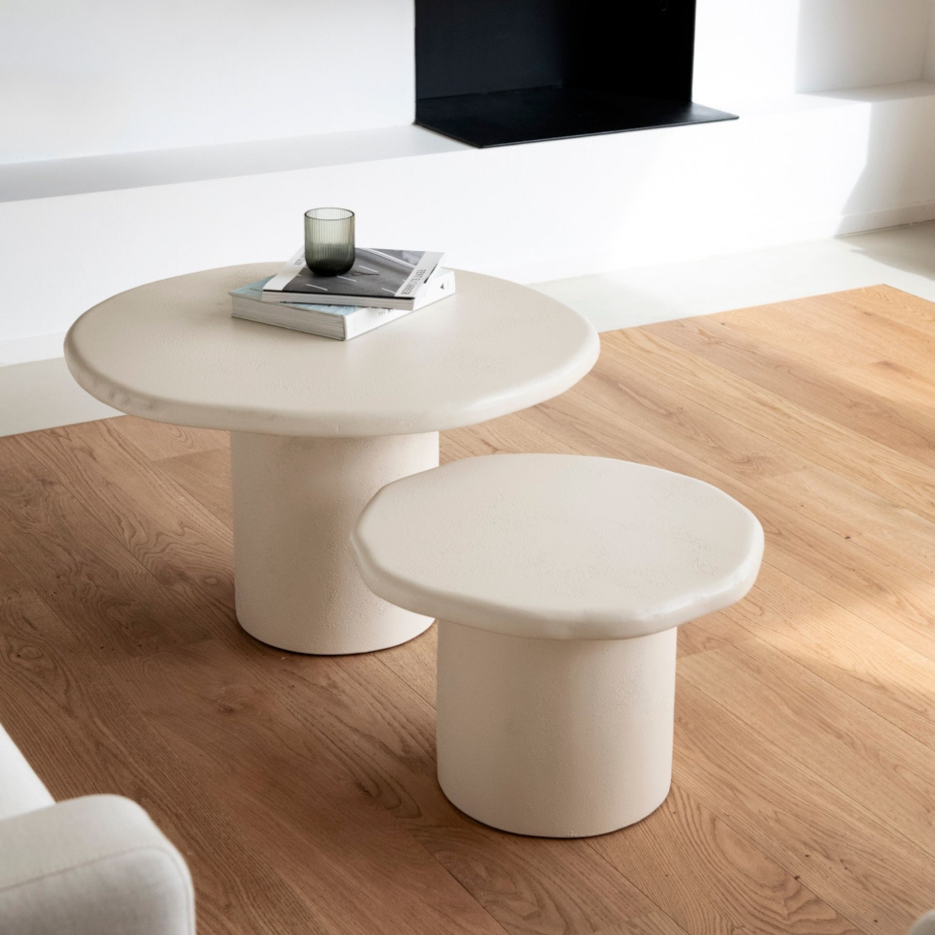 Set de 2 mesas auxiliares de microcemento Kurli 75/50cm Clau&Chloe