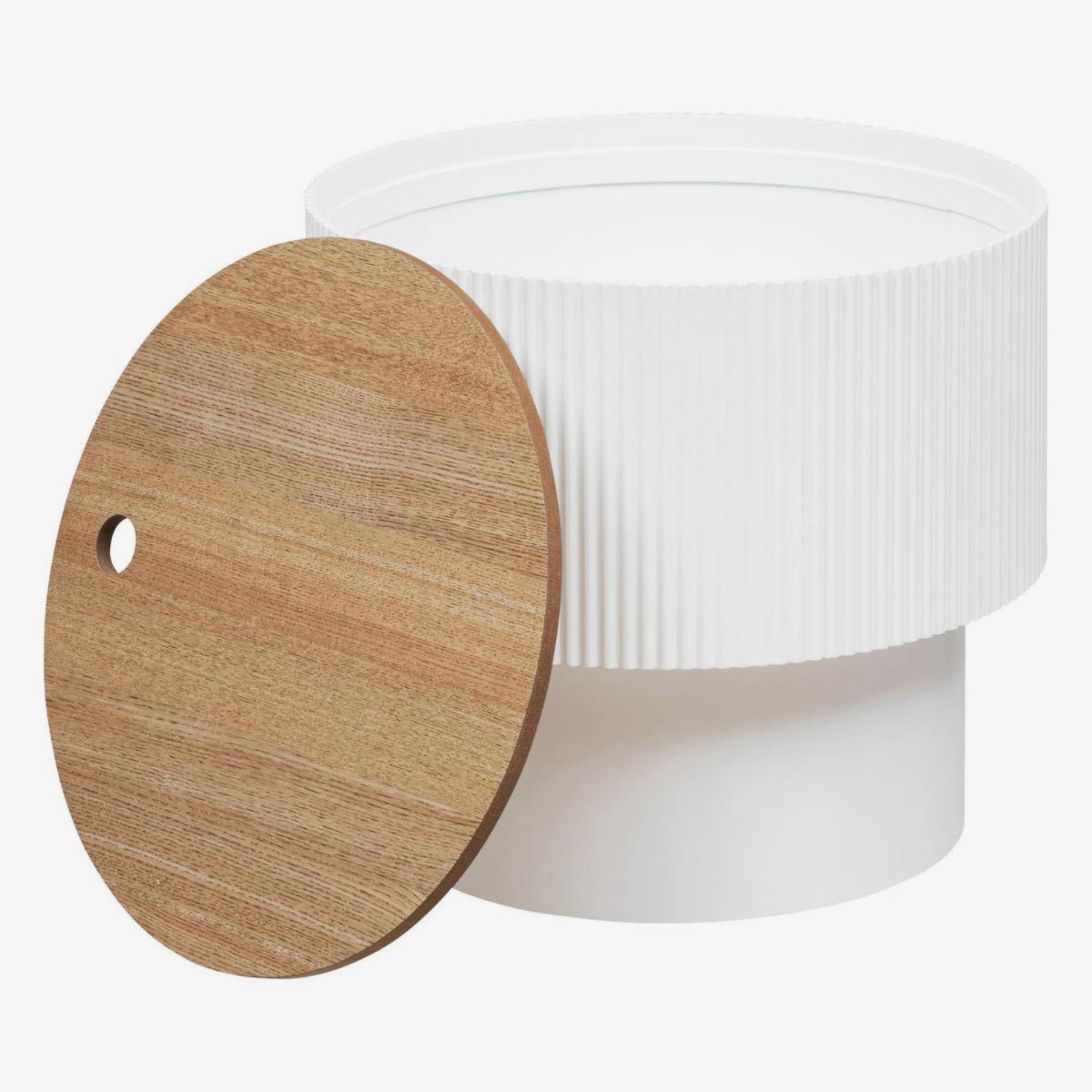 Mesa auxiliar blanca de madera Oria 
