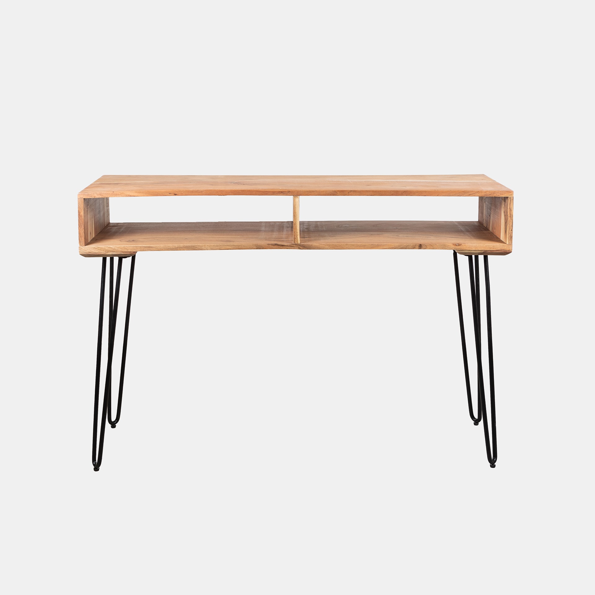 Consola de madera acacia con estanteria 115x35x76cm