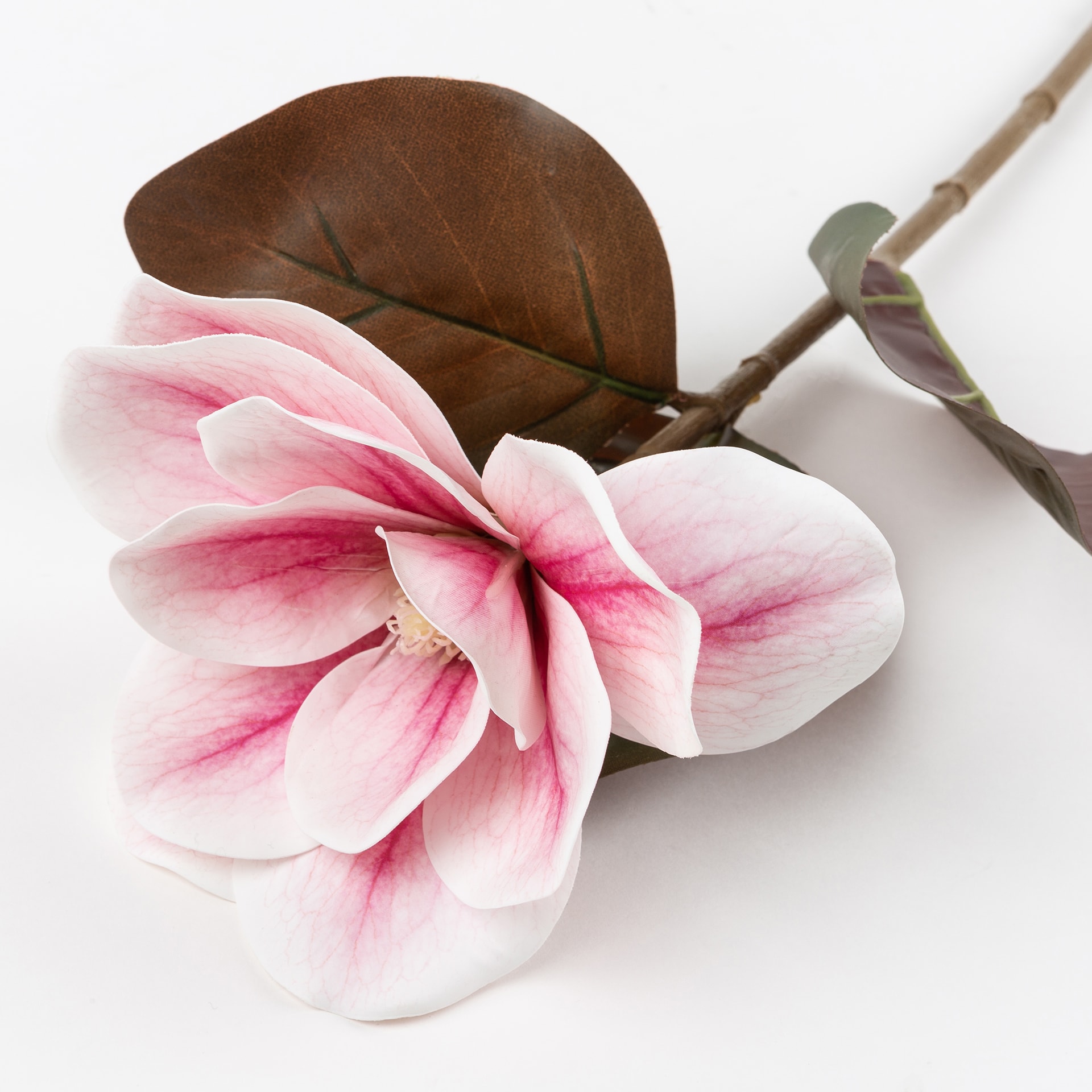 Flor artificial magnolia rosa 70cm