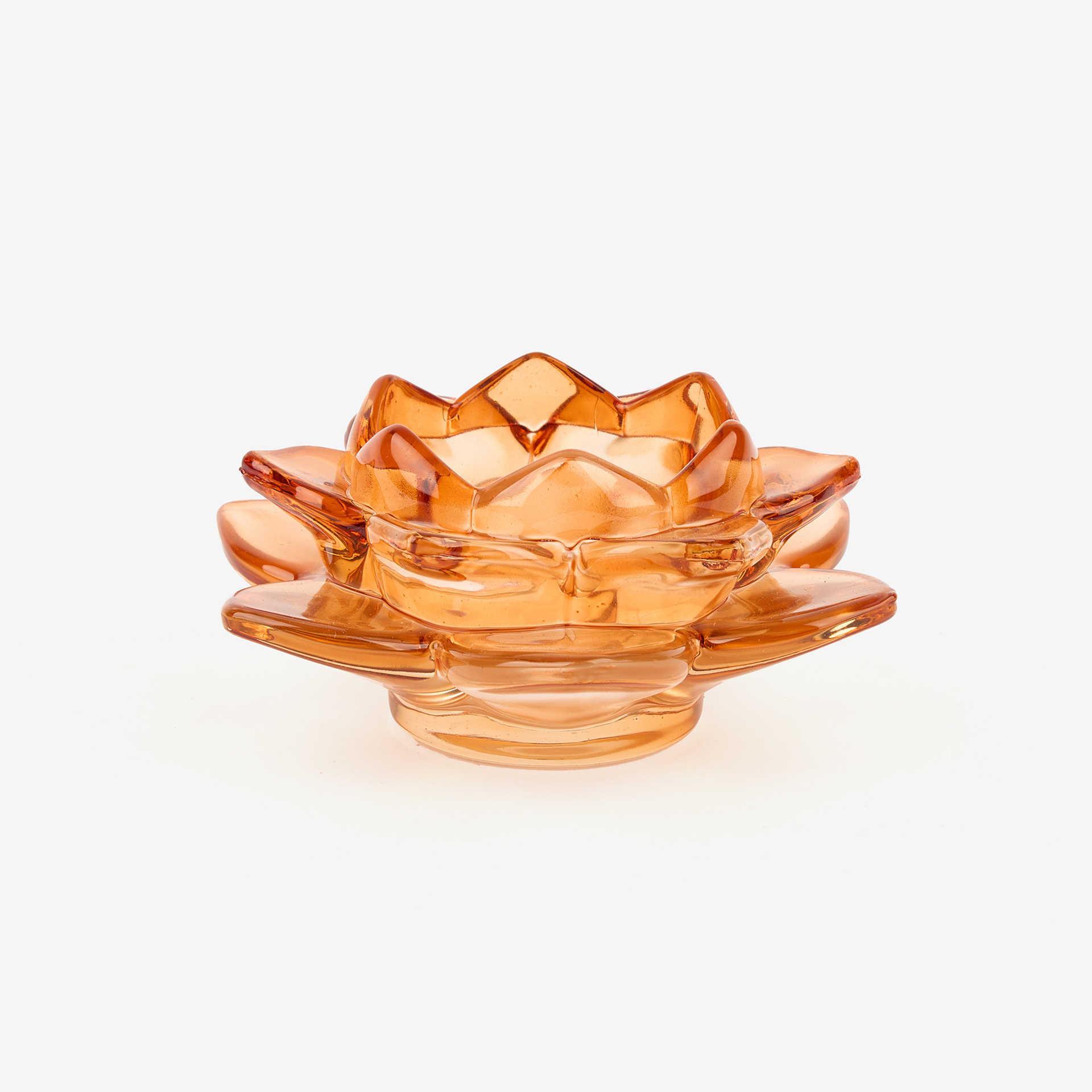 Portavelas de cristal flor &aacute;mbar &Oslash;12x5cm