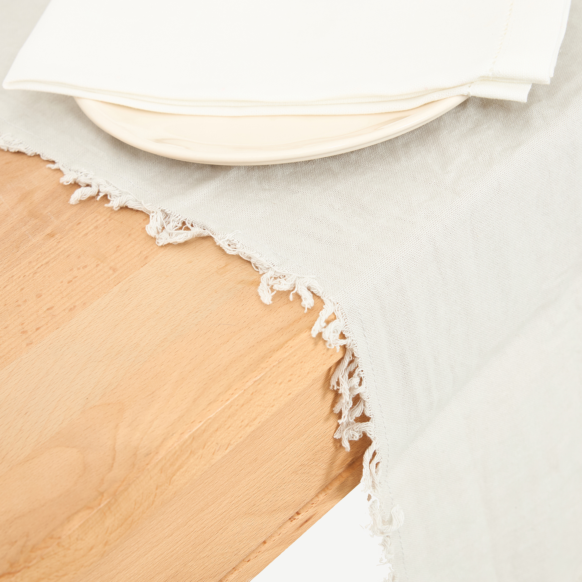 Camino de mesa de algod&oacute;n gris Flecos 30x150cm