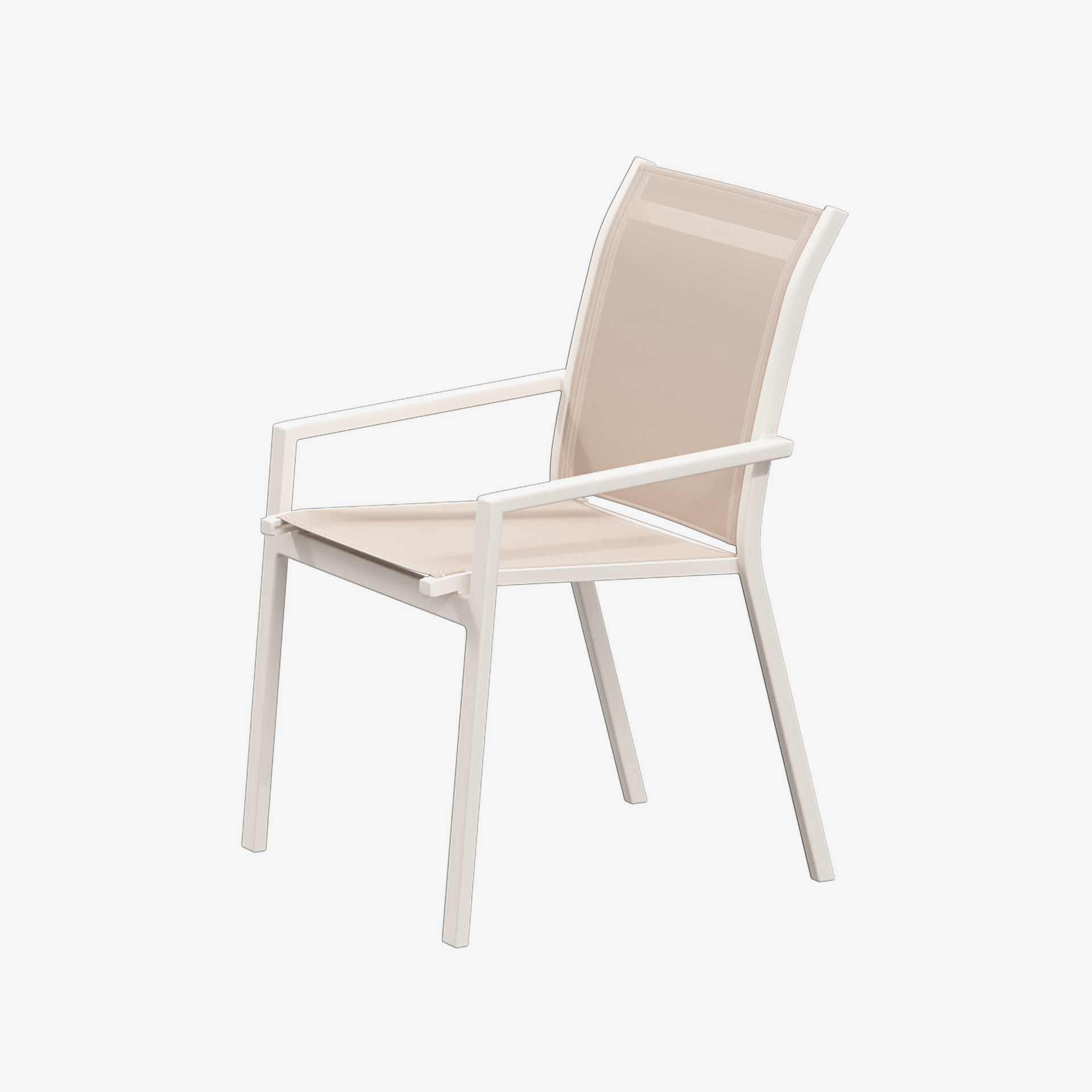 Silla de jard&iacute;n apilable de aluminio crema Essor 56x63x88cm