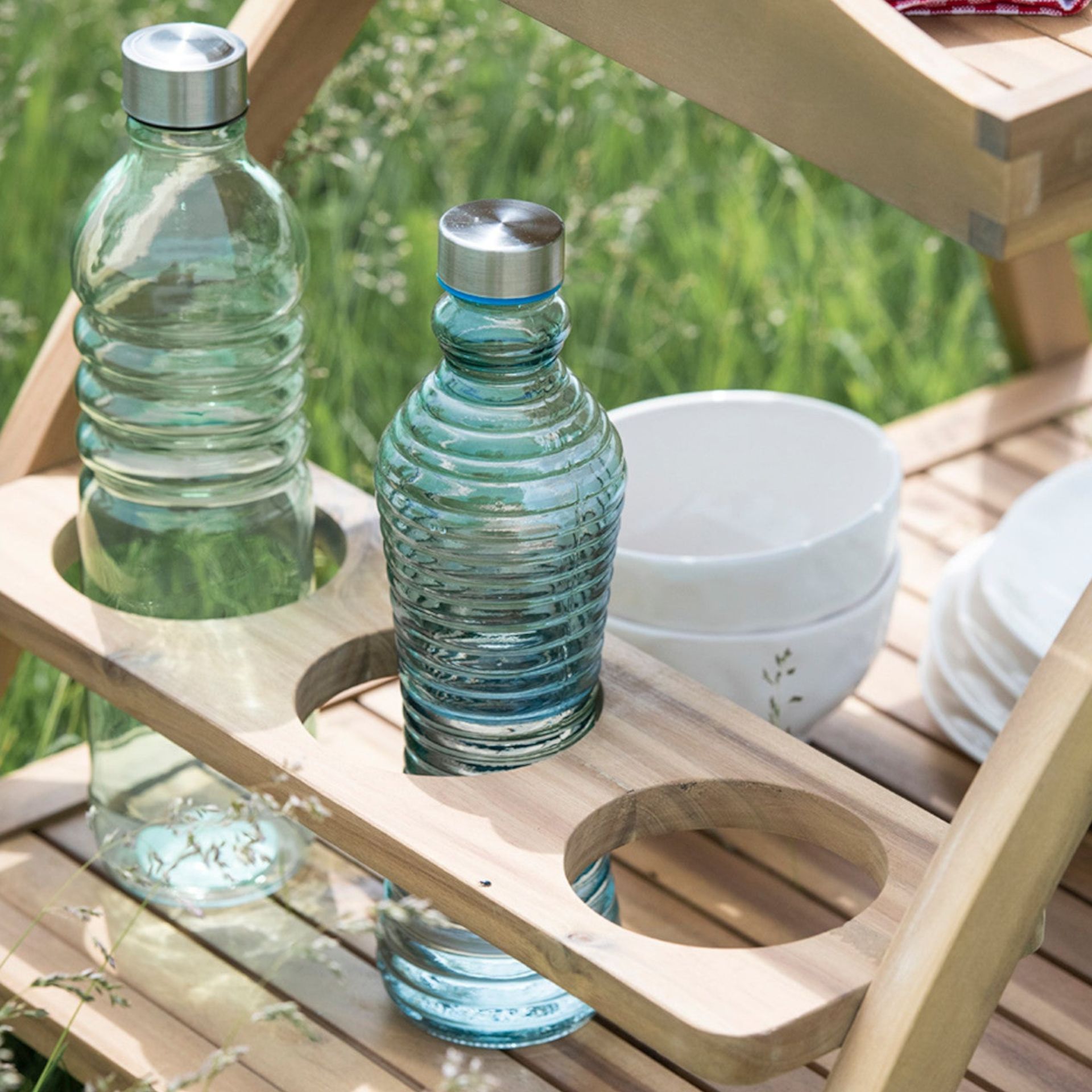 Botella de cristal azul Rustik 1L