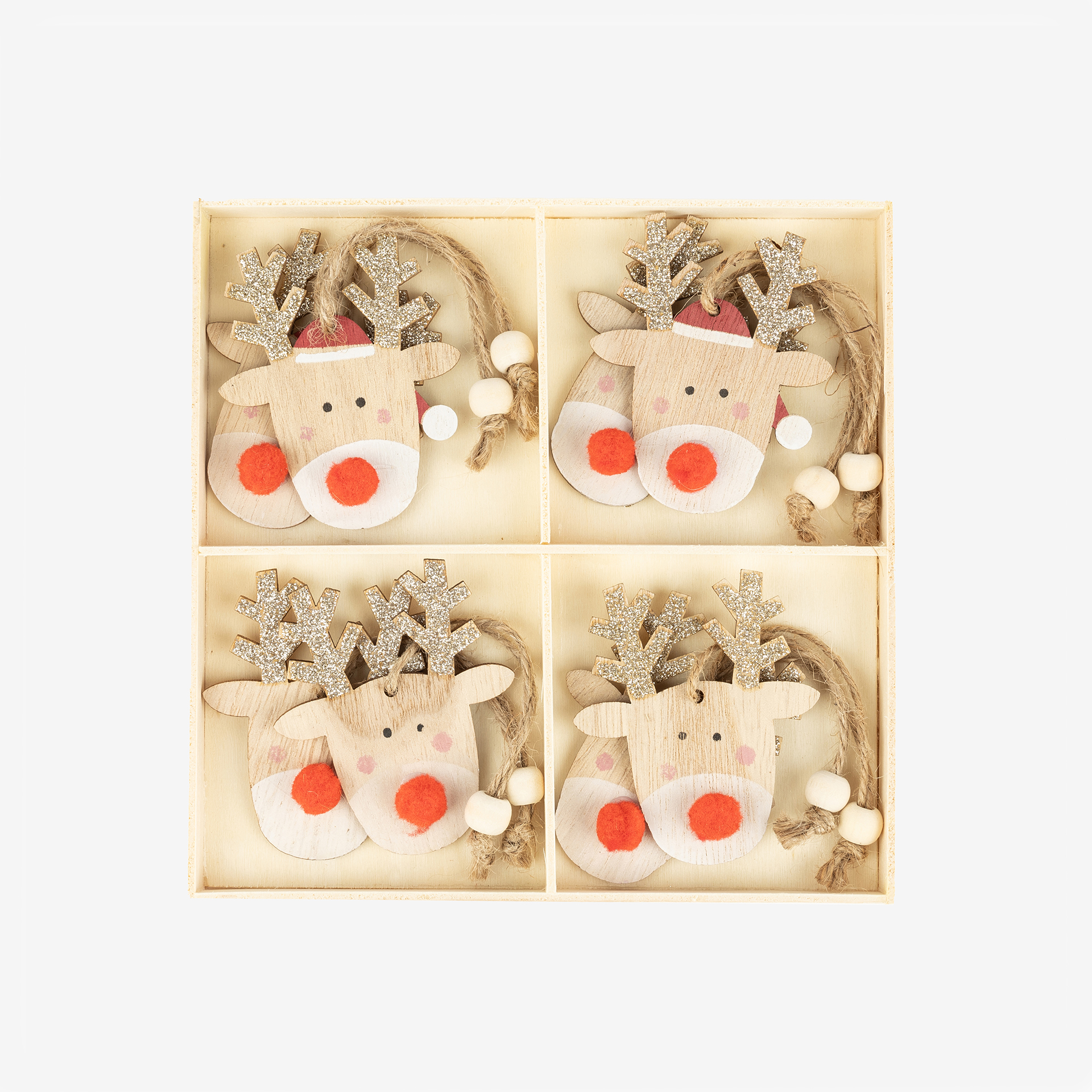 Conjunto de 8 adornos colgantes Renos 7,5cm