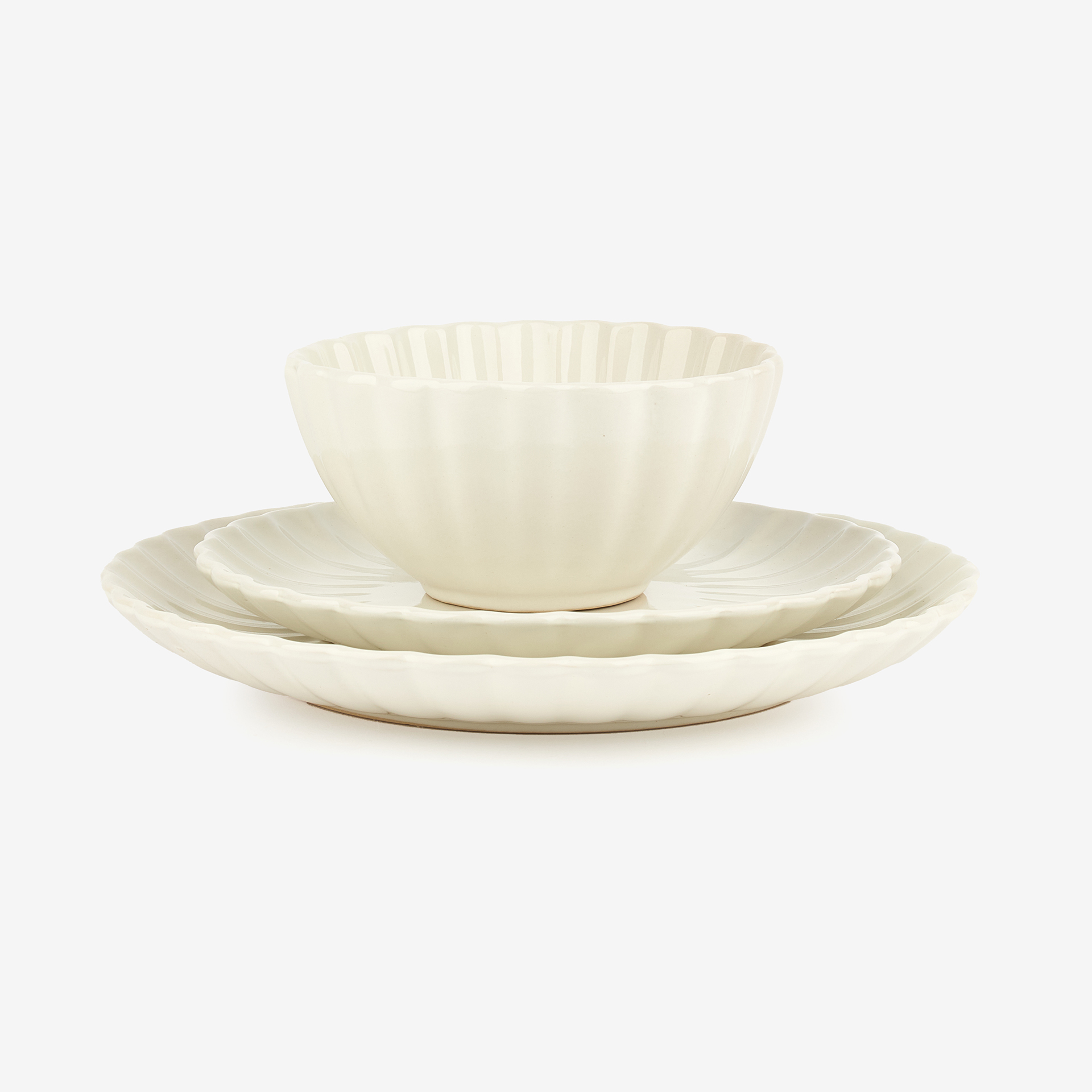 Vajilla de 12 piezas de cerámica marfil Varena