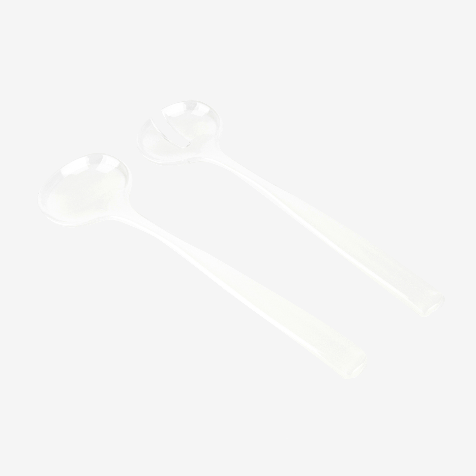 Set de 2 cubiertos ensalada transparentes y blanco perla 28cm - Guzzini Kaia
