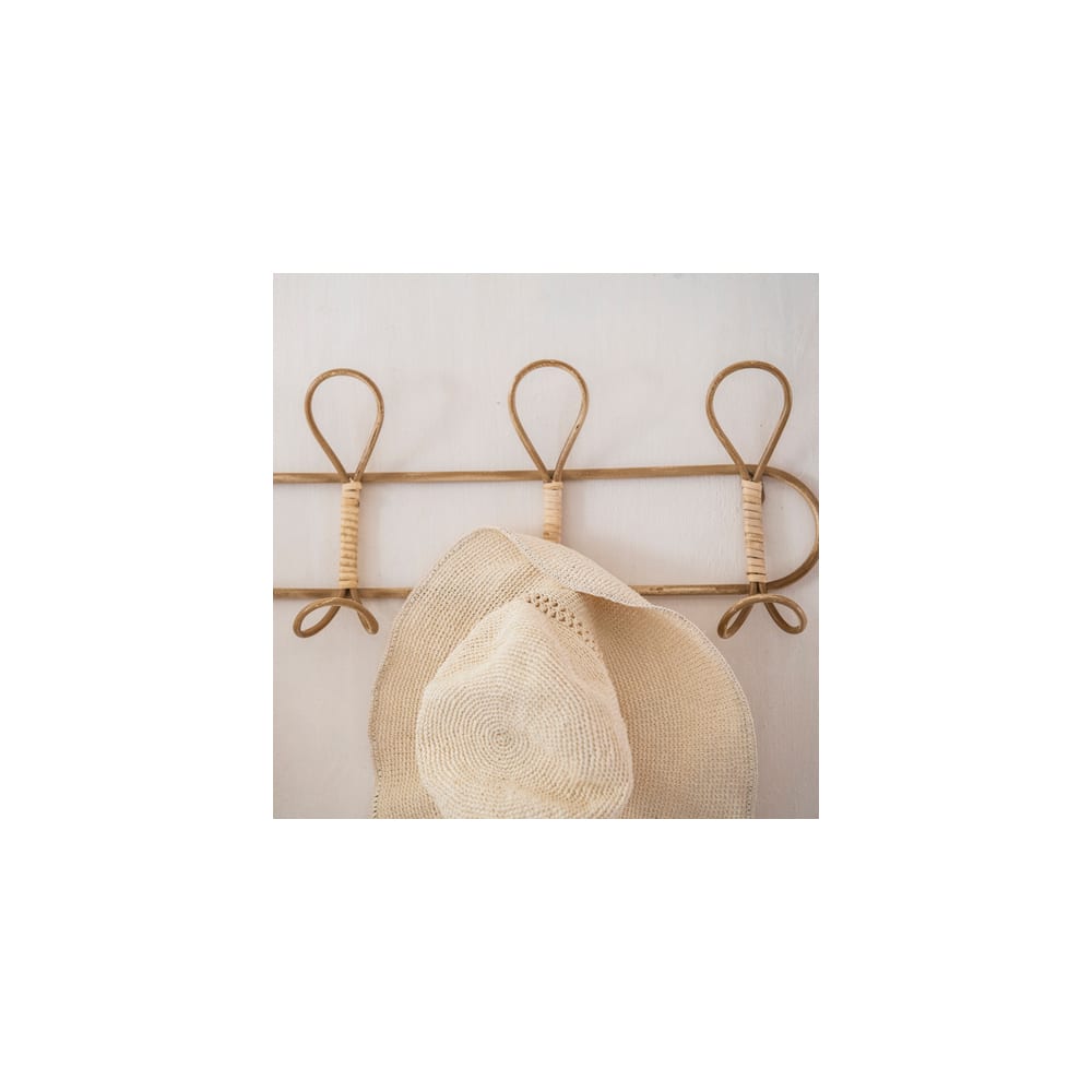 Perchero de bambú con 5 ganchos 76x8x23cm