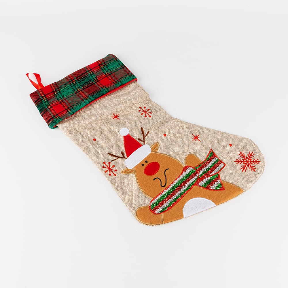 Calcet&iacute;n de Santa Claus de yute en varios modelos 42cm