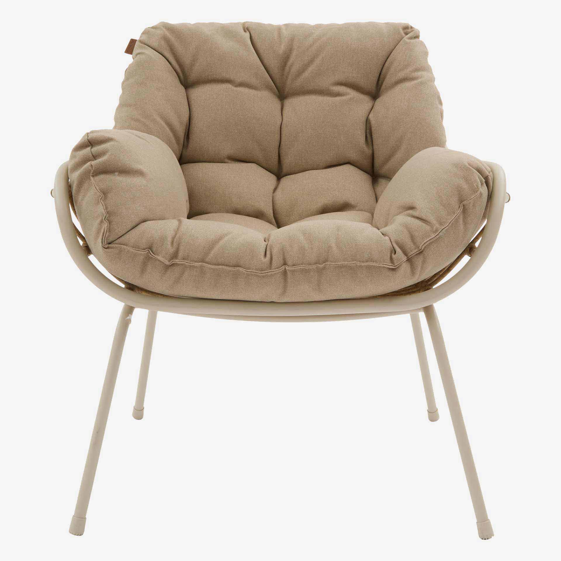 Conjunto de jard&iacute;n para 2 personas de acero crema Paolux