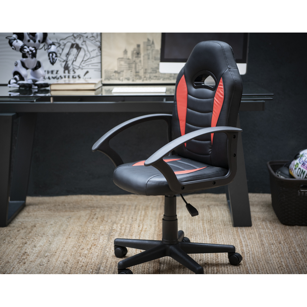 Silla gamer de oficina roja y negra