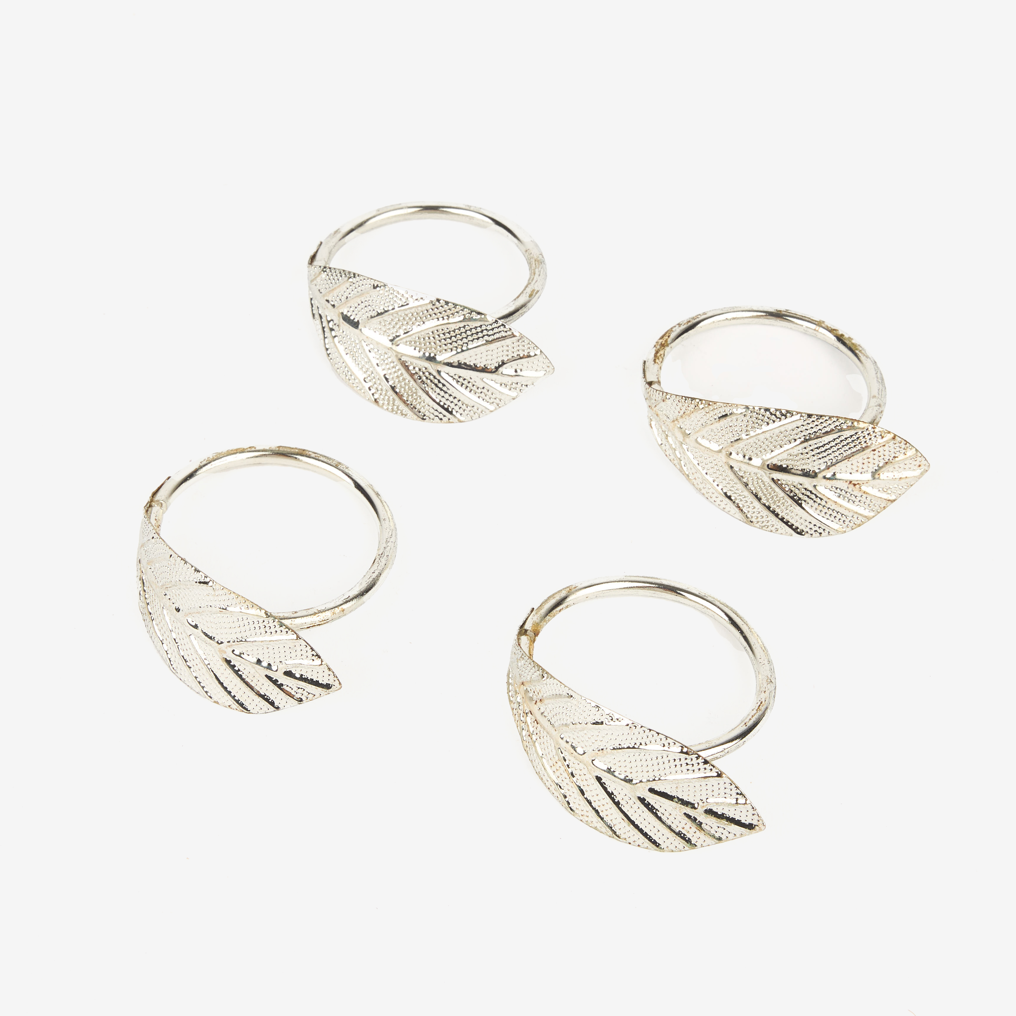 Set de 4 servilleteros de metal plateados