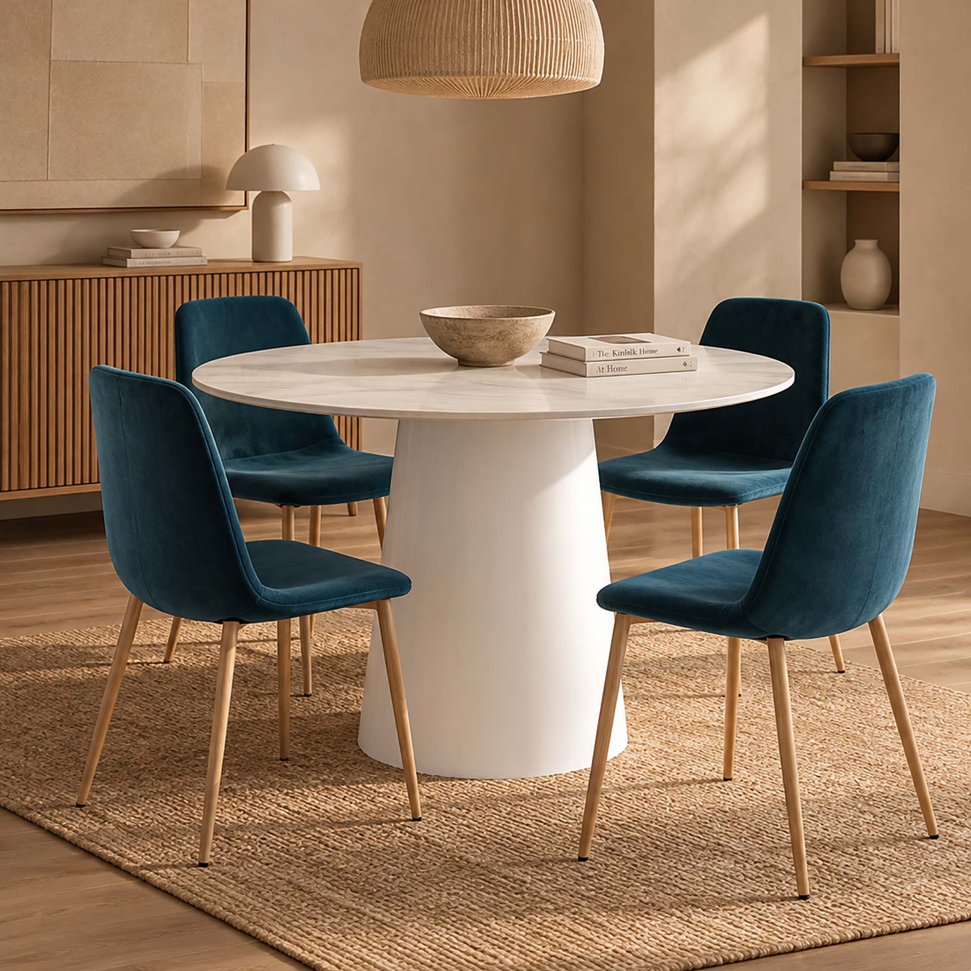 Mesa de comedor blanca de madera Uren &Oslash;120cm