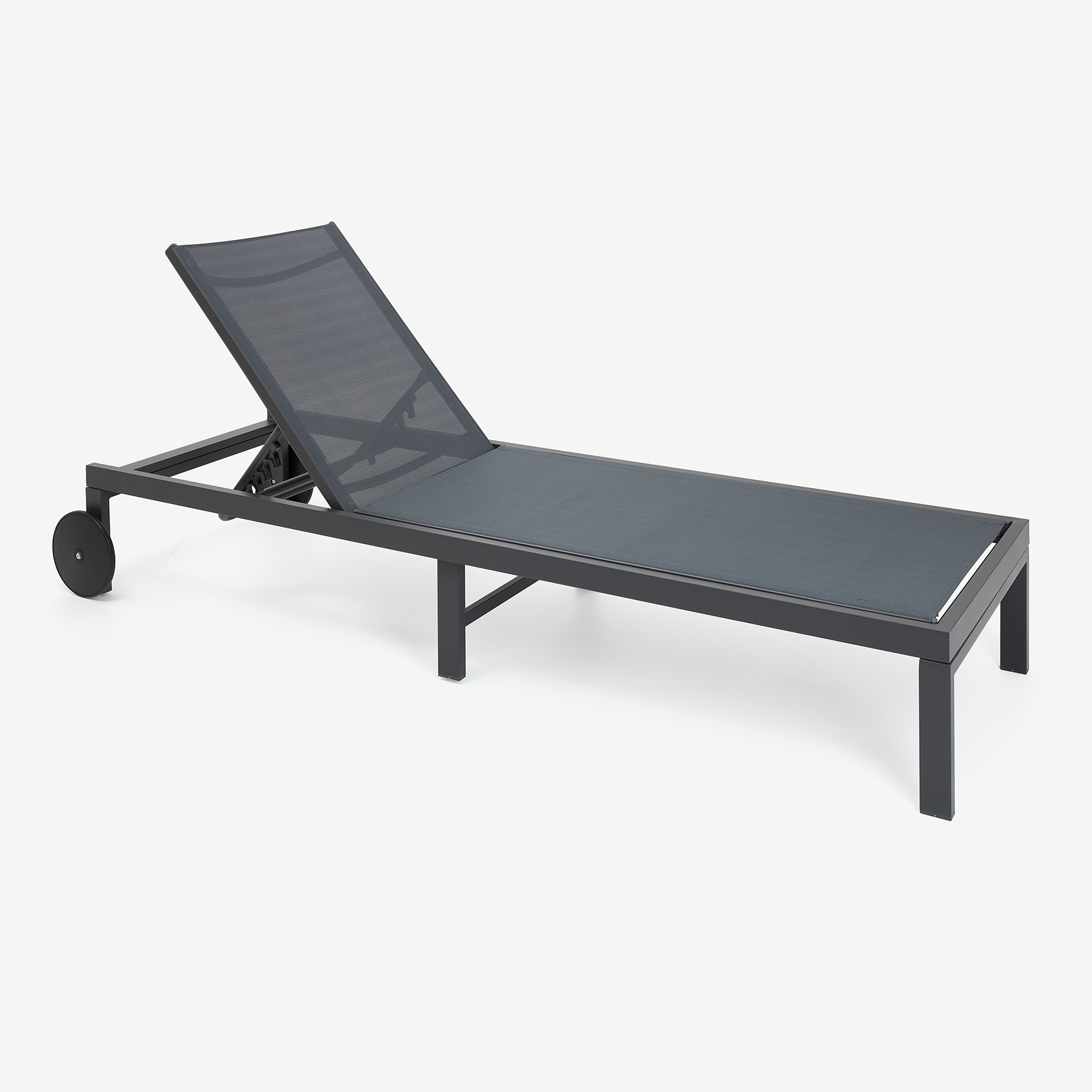 Tumbona reclinable de aluminio con ruedas gris 64x200x89cm
