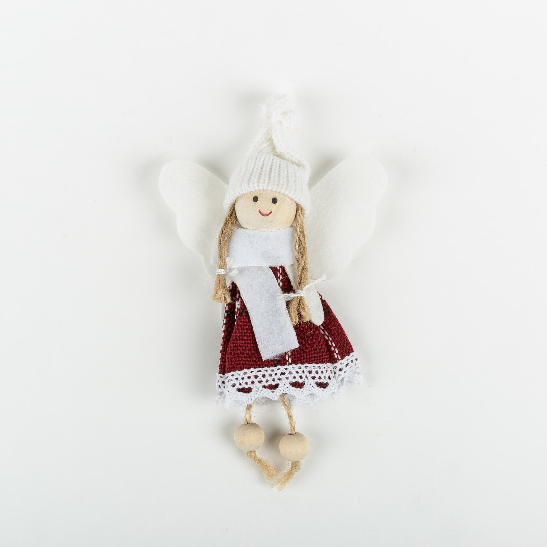 Adorno colgante &Aacute;ngel de tart&aacute;n rojo 15cm