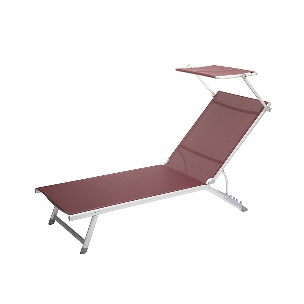 Tumbona con parasol burdeos Isiki 190x60x30cm