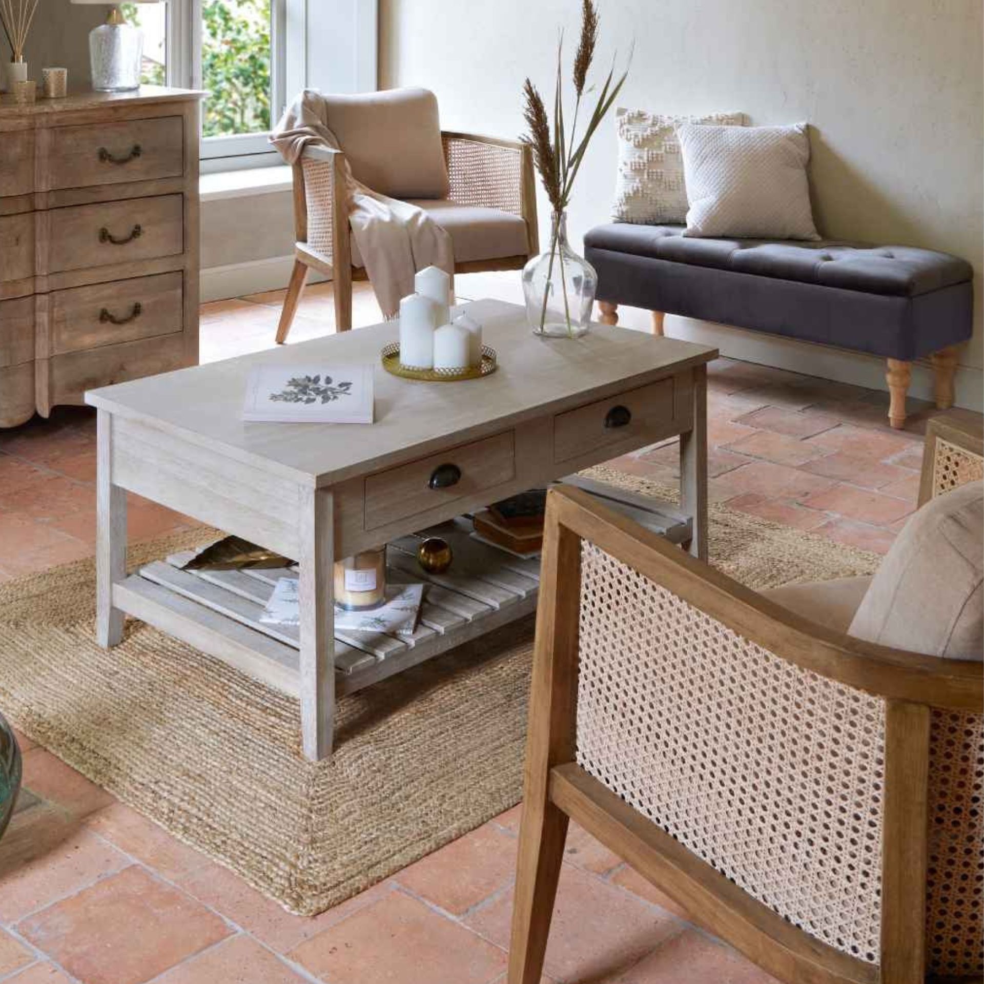 Butaca de mimbre taupe Valeria 62x69x78cm