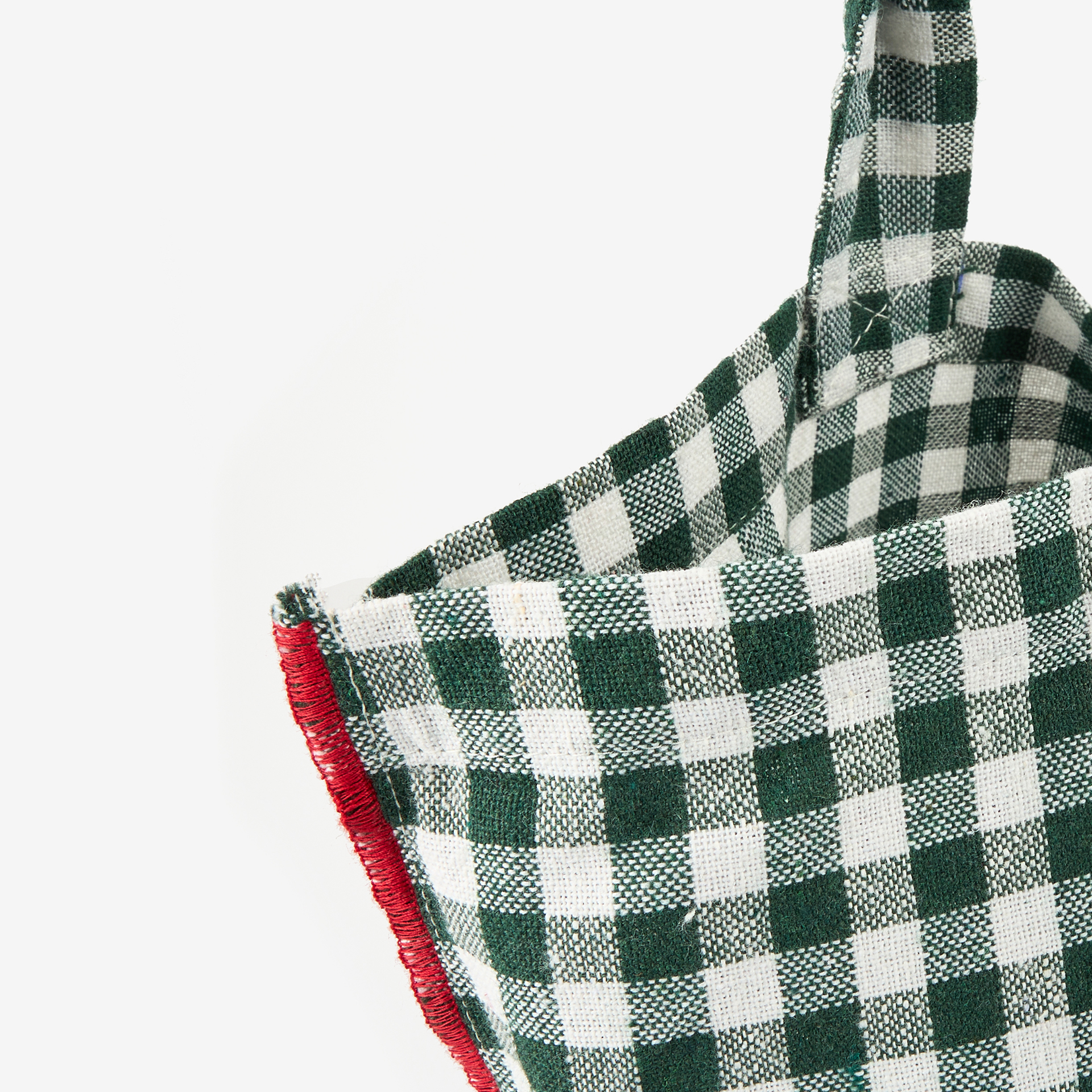 Bolso de algodón de cuadros vichy verde Noa 46x44x10cm Clau&Chloe
