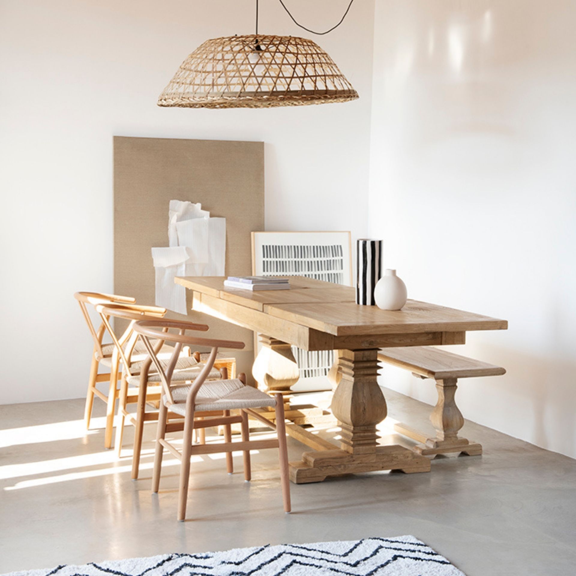 Mesa de comedor extensible de madera de olmo reciclada Toulouse 160/220x80x76cm