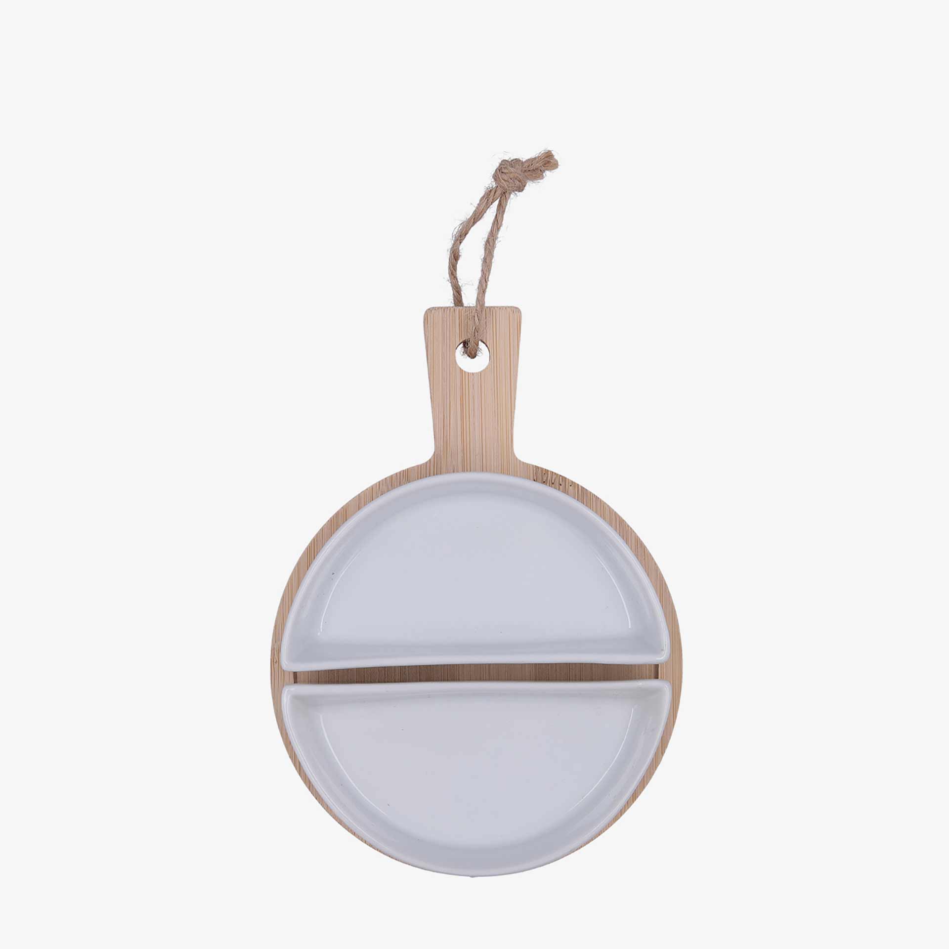 Tabla con 2 boles de ceramica semicirculares Tapas