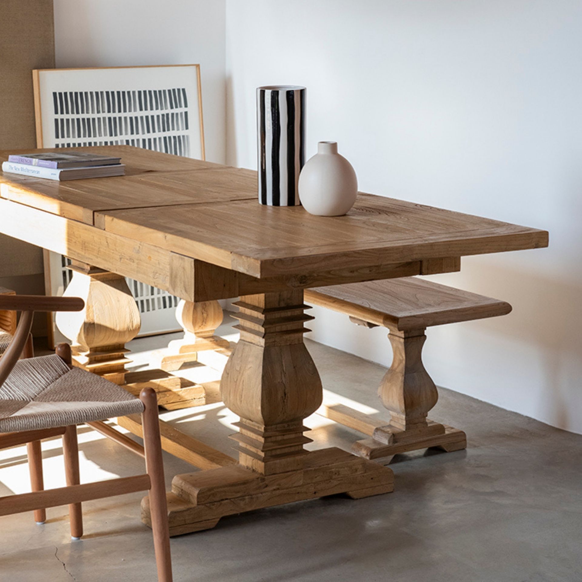 Banco de madera de olmo reciclada Toulouse 168x39x46cm