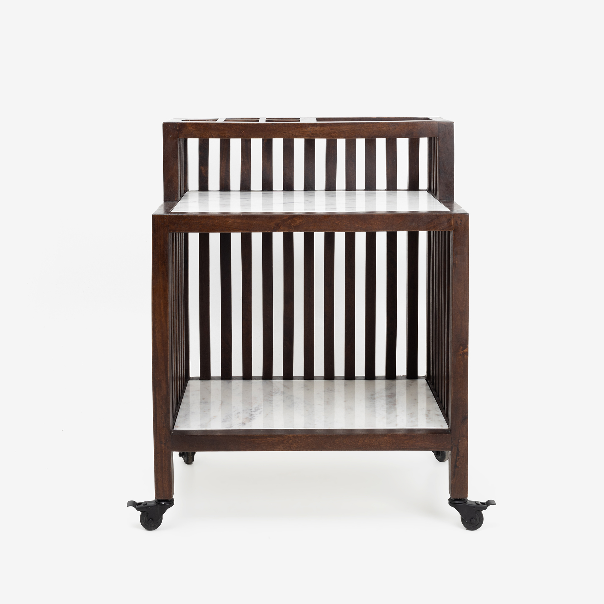 Mueble bar con ruedas de madera de olmo reciclada Pisco 70x50x91cm