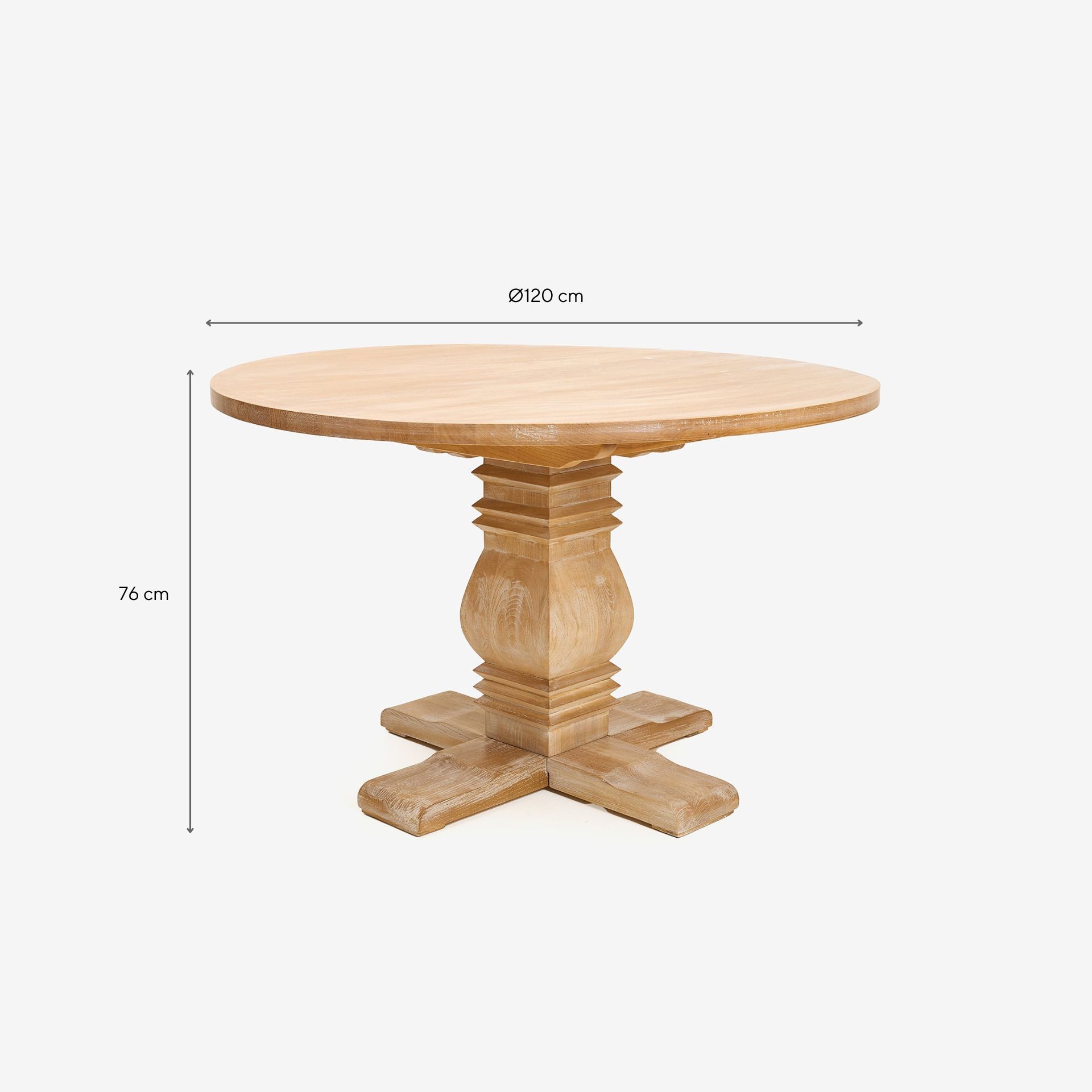 Mesa de comedor de madera de olmo Toulouse Ø120x76cm