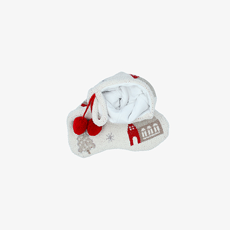 Calcet&iacute;n de Navidad de punto blanco con casitas Wish