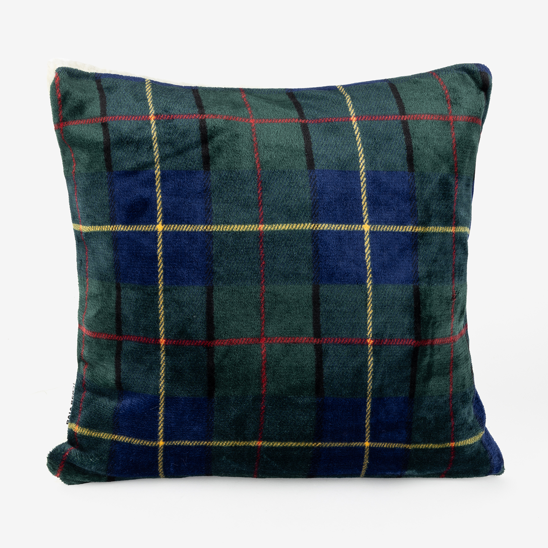 Funda de cojín de poliéster azul Tartán 45x45cm