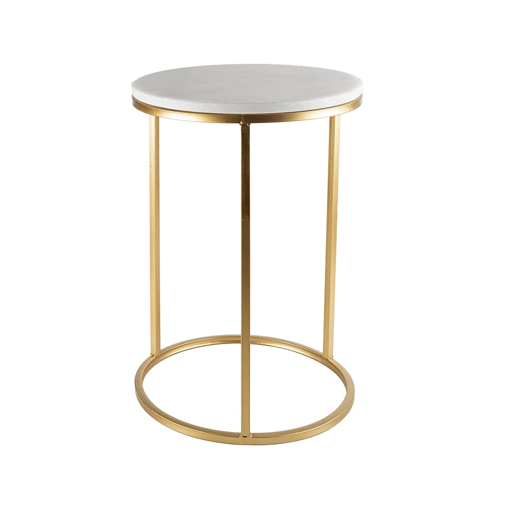 Mesa dorada sobre mármol Ø35x52cm Clau&Chloe