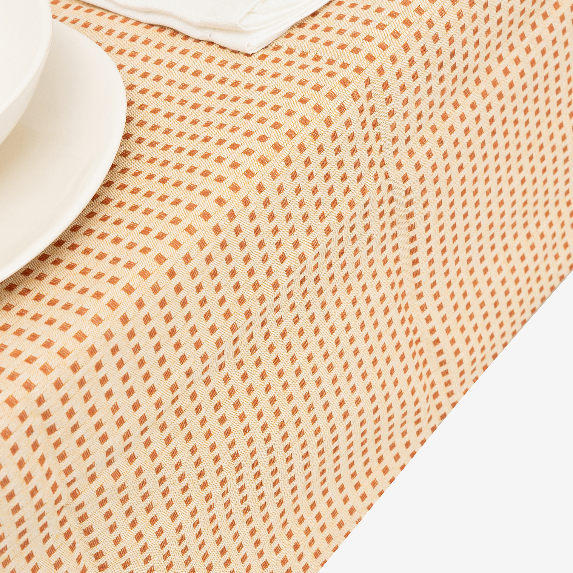 Mantel de algod&oacute;n reciclado naranja Trivial 140x250cm