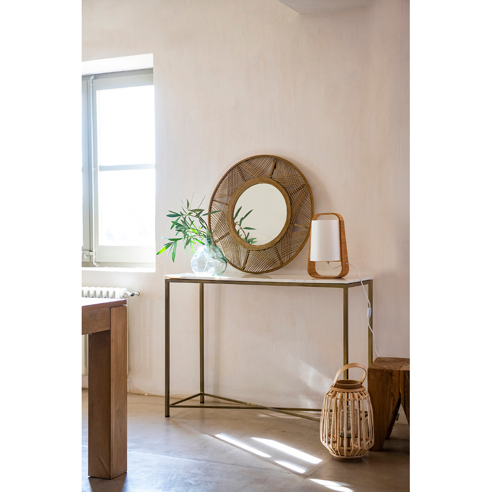 Espejo de pared redondo de bamb&uacute; &Oslash;70cm