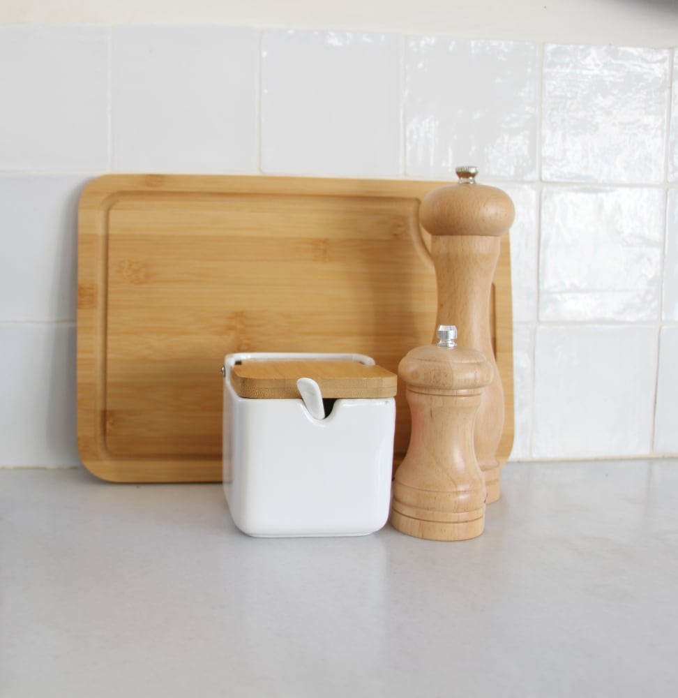 Azucarero/salero de cerámica con tapa de bambú Sel 35cl