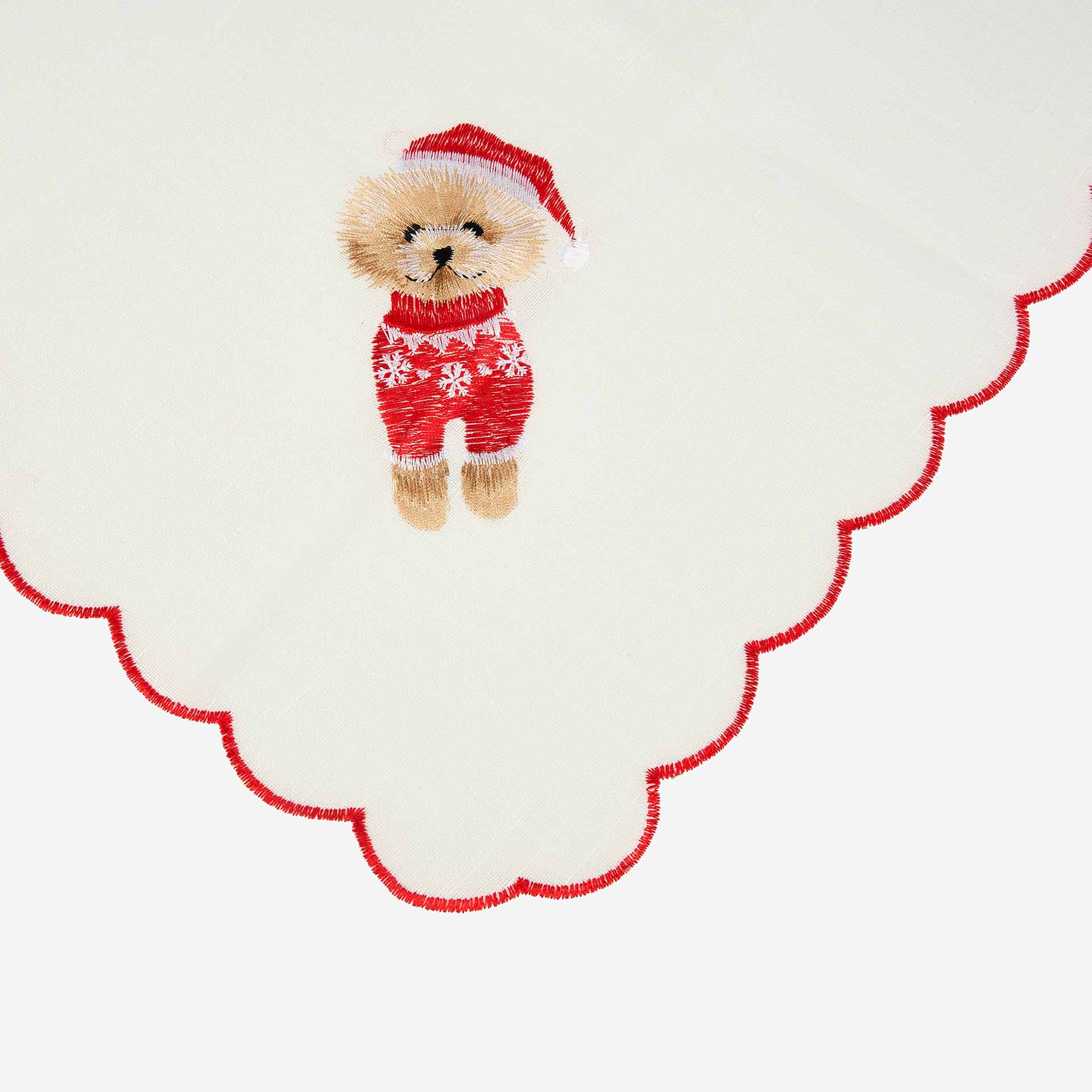 Servilleta blanca bordada Perro 45x45cm