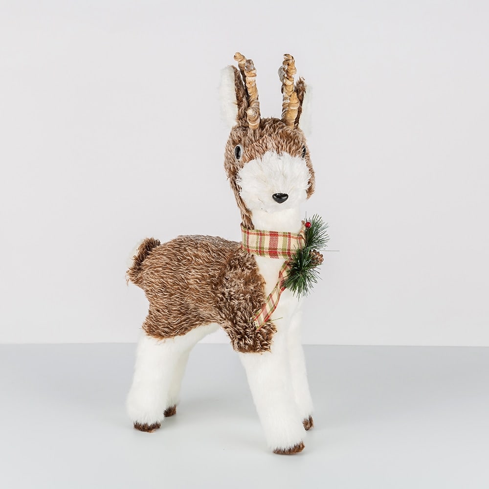 Figura decorativa Ciervo con bufanda a cuadros 43cm