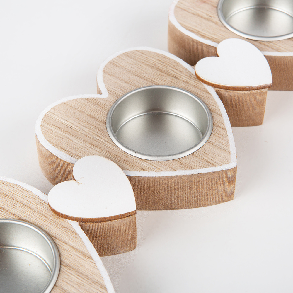 Centro de 3 portavelas de corazones 27x9cm