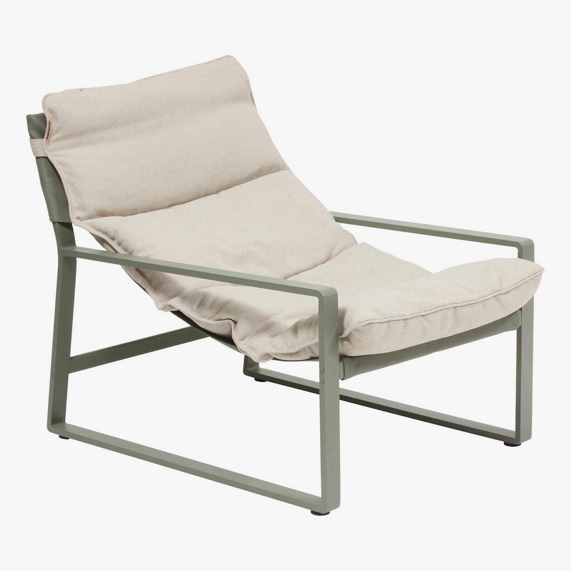 Sillon reclinable de jard&iacute;n de aluminio verde Lambor 151x69x73cm