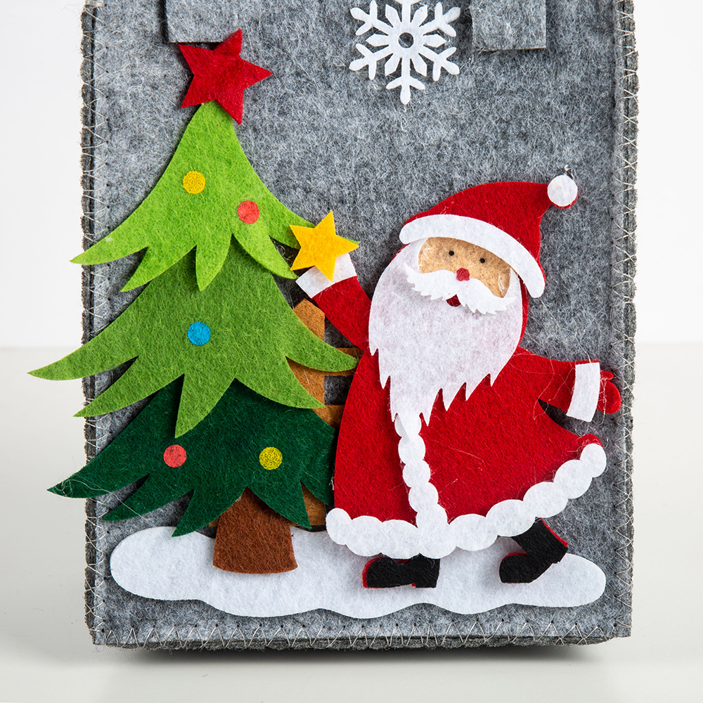 Bolsa gris Santa Claus fieltro