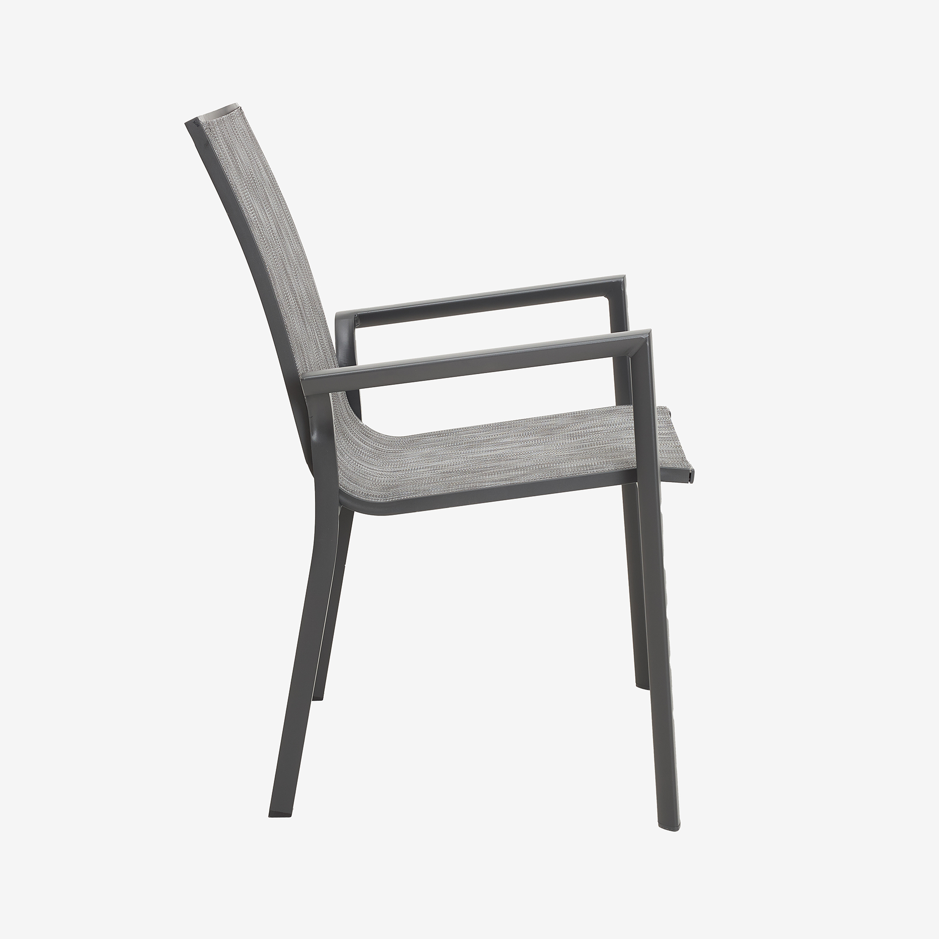Silla de jardín apilable de aluminio y textilene gris 58x65x91,5cm