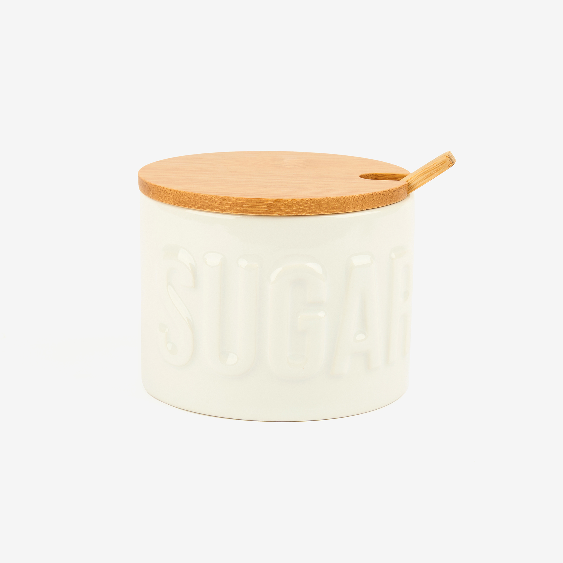 Azucarero de cer&aacute;mica con tapa de bamb&uacute; &Oslash;9,5cmx7cm