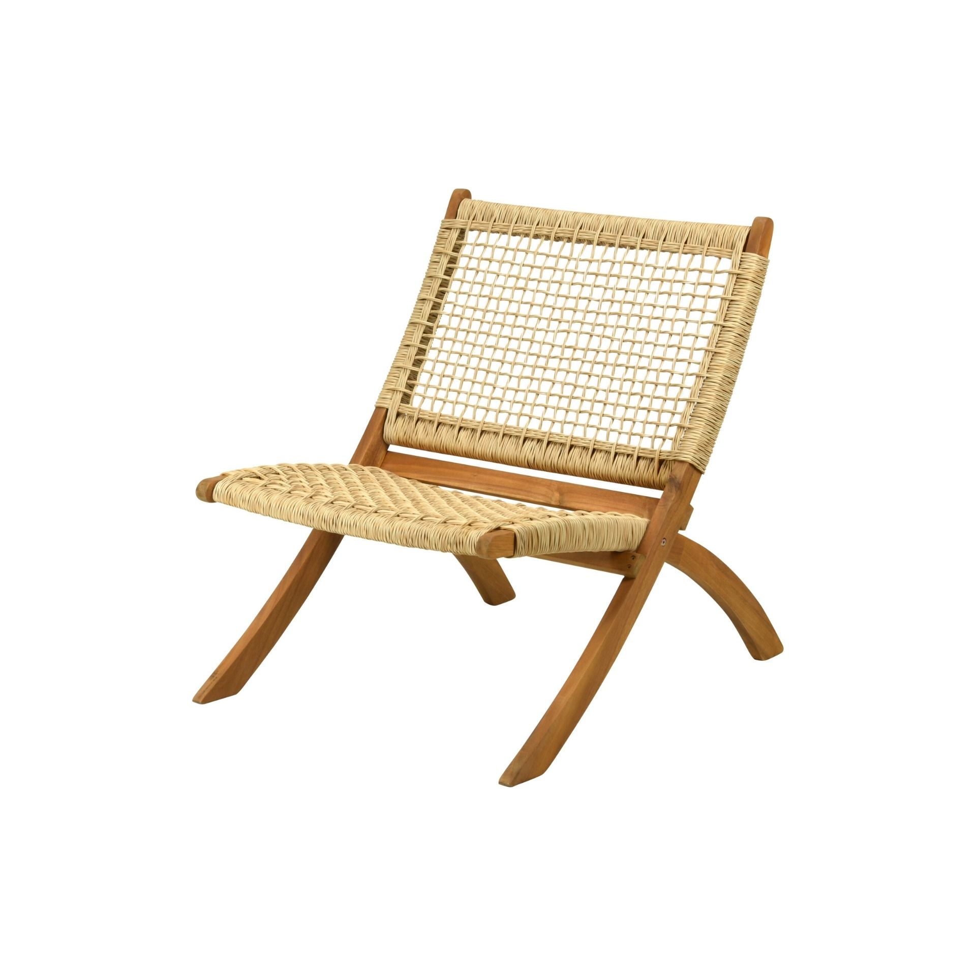 Butaca plegable de madera de acacia y ratán Amira 62x24x100cm