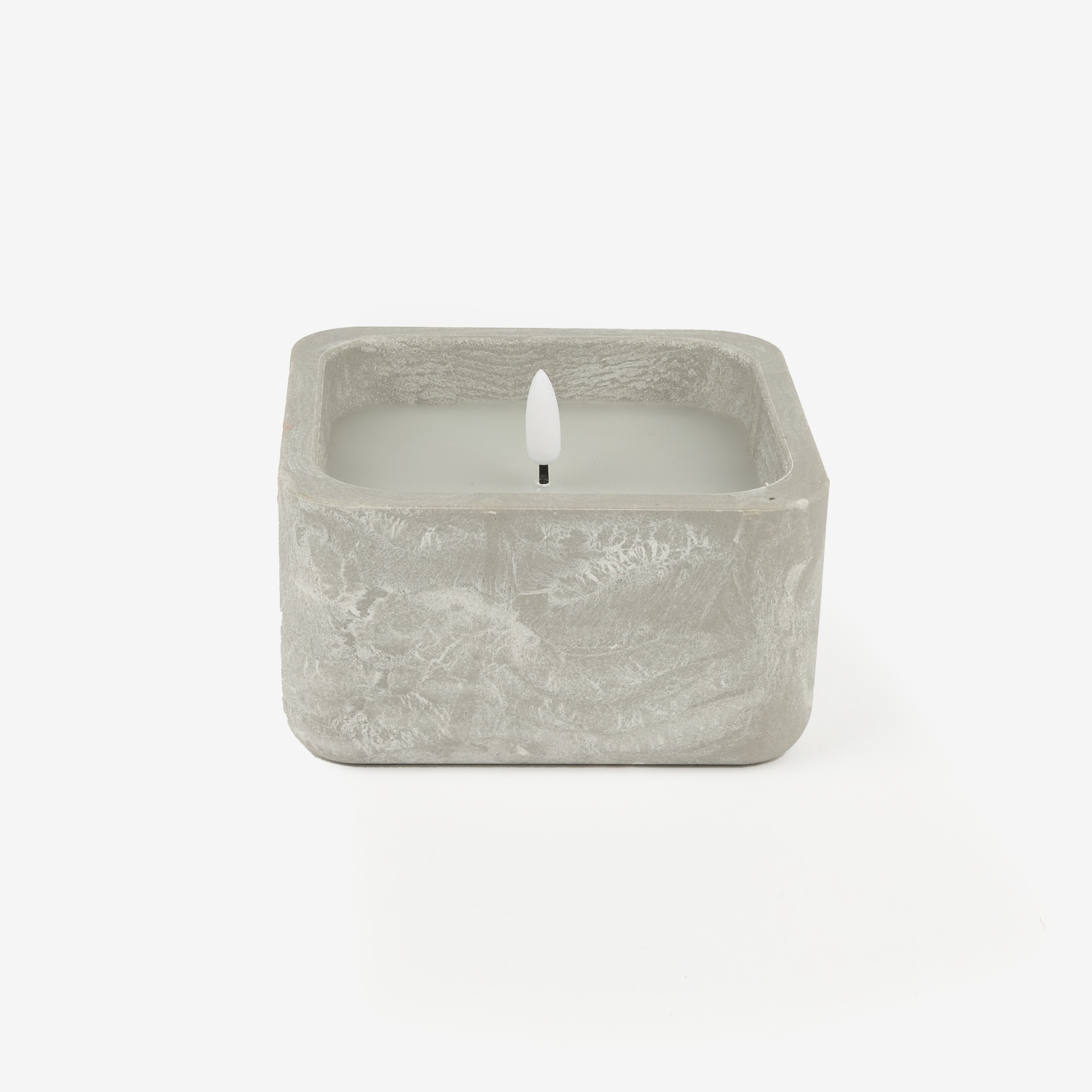 Vela LED en tarro de hormigón gris 13x13x7cm