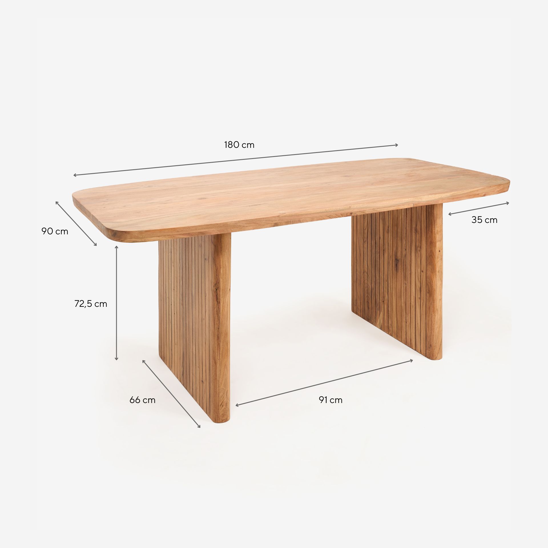 Mesa de comedor de madera de acacia 180x90x77cm Clau&Chloe