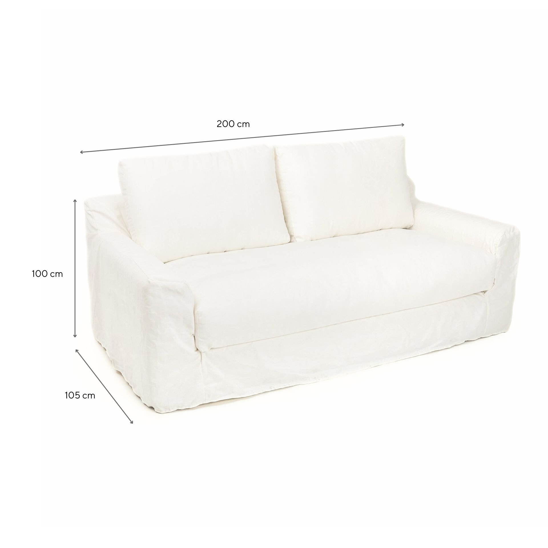 Sofá de 3 plazas de lino blanco Ibi 200x105x100cm Clau&Chloe