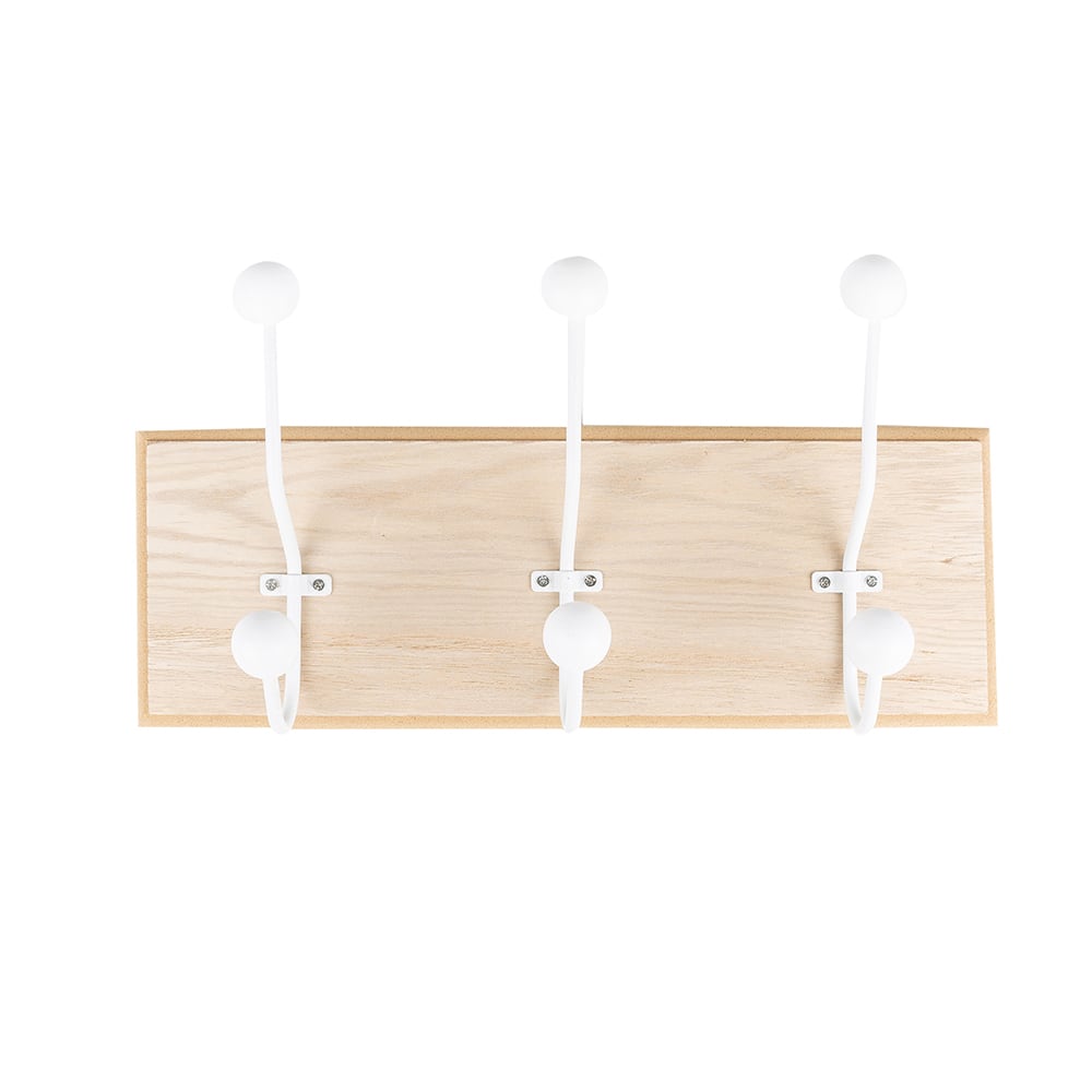 Perchero de pared de 3 ganchos de madera 34x8cm