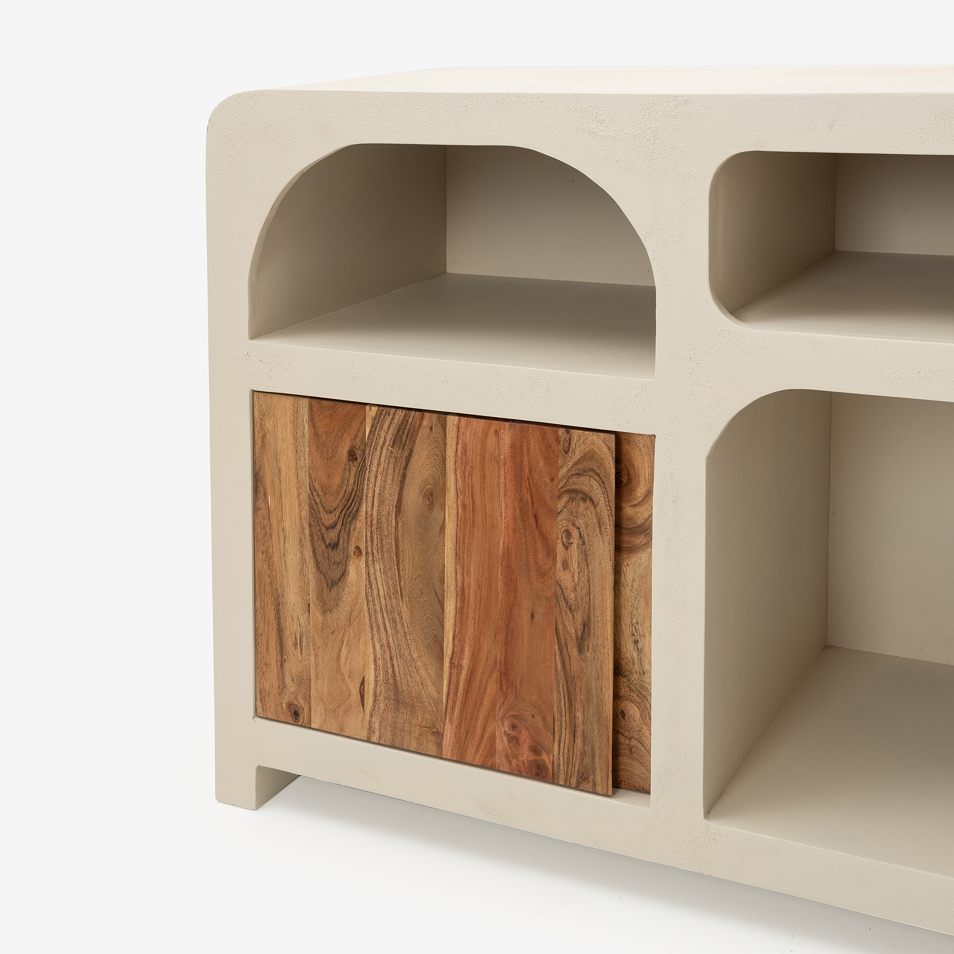 Aparador de madera de acacia y microcemento Kurli 160x40x75cm Clau&Chloe