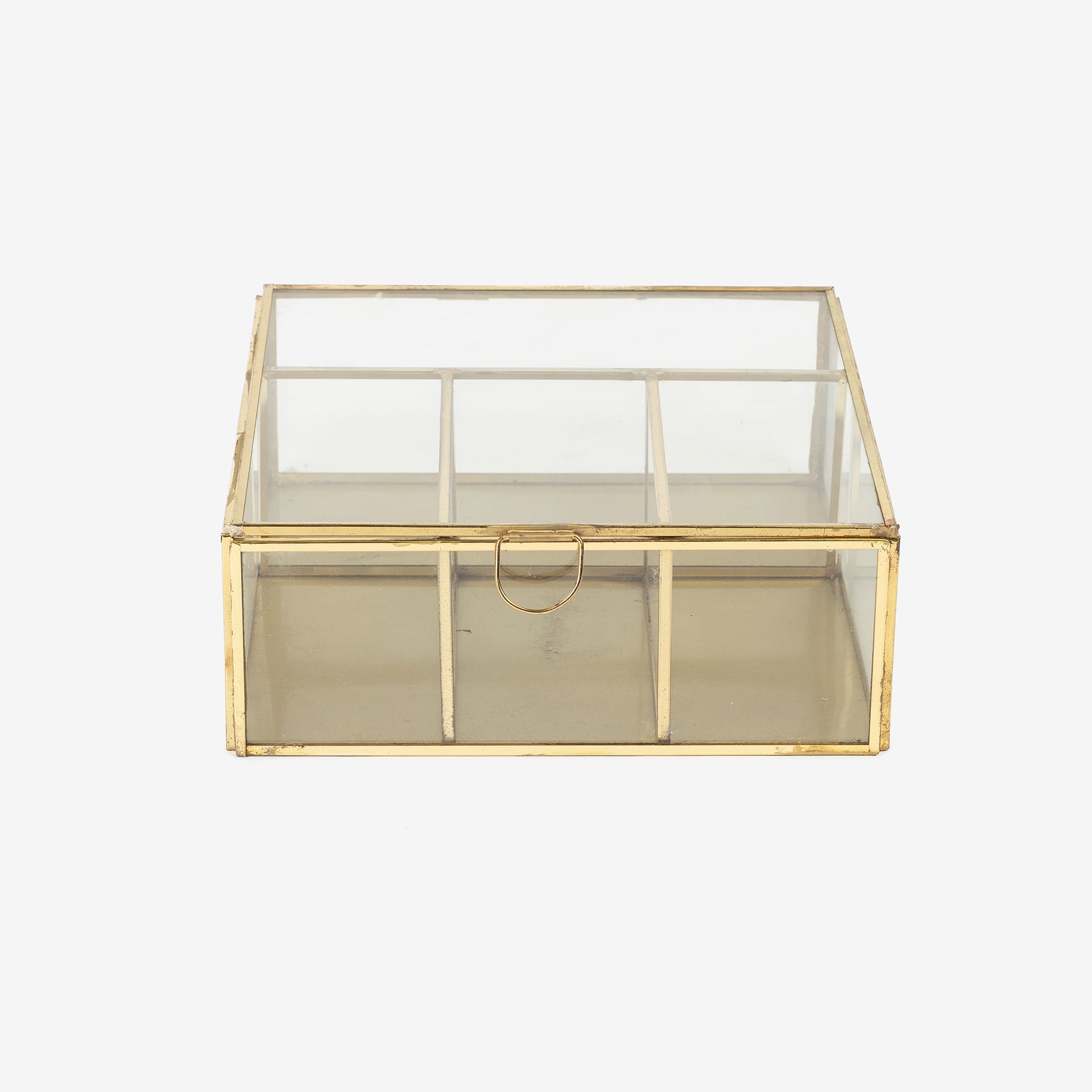 Joyero cristal/metal dorado 20x20x8cm