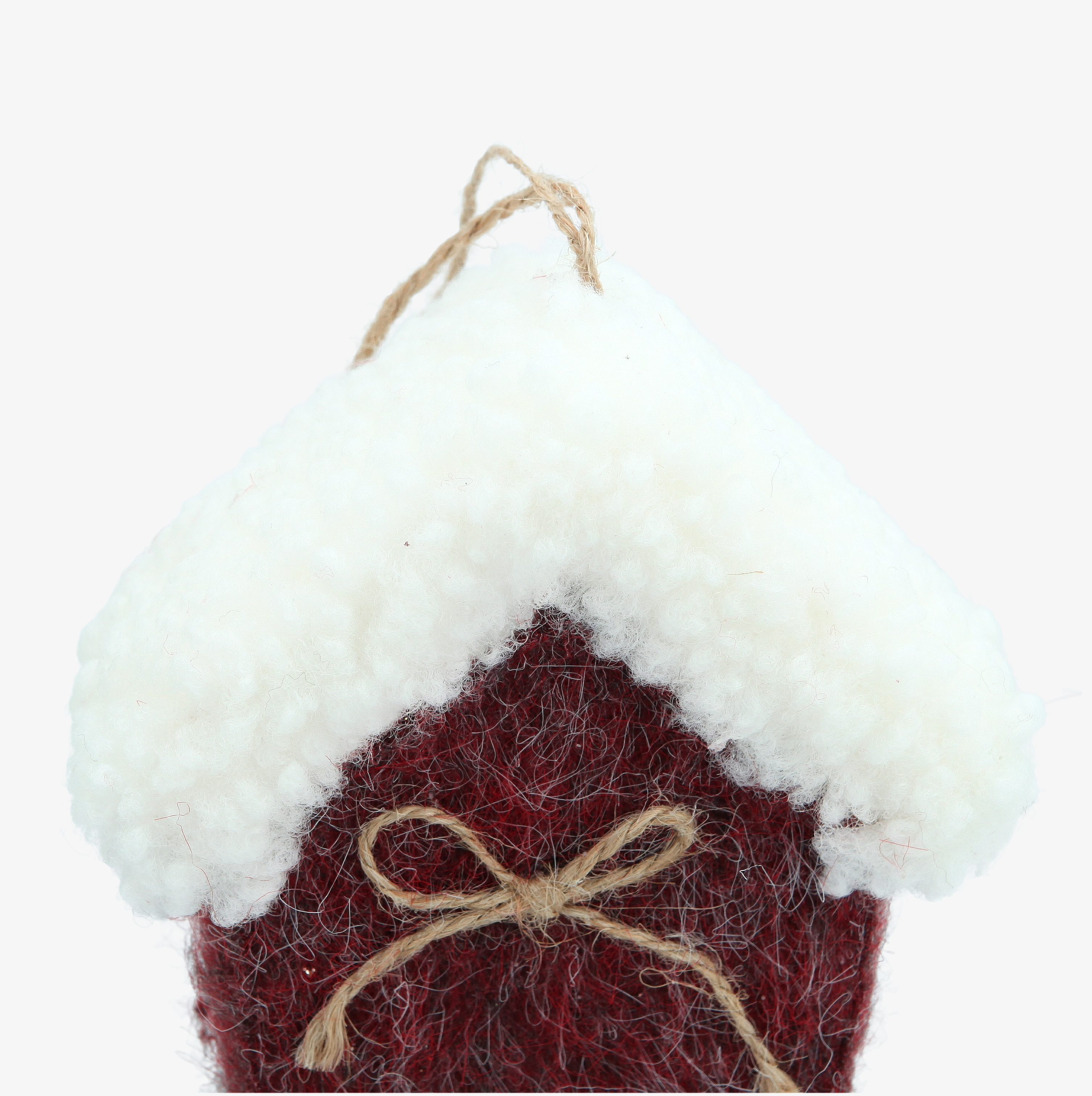 Bola de Navidad de casita de fieltro roja 12x6x13cm