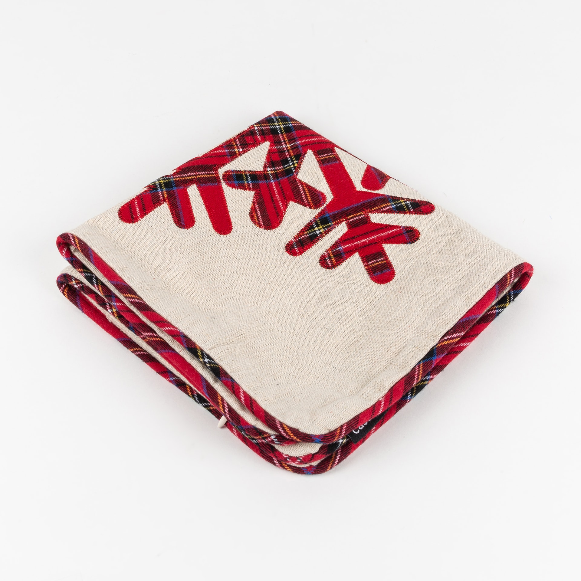 Funda de cojín con copo nieve tartán 45x45cm